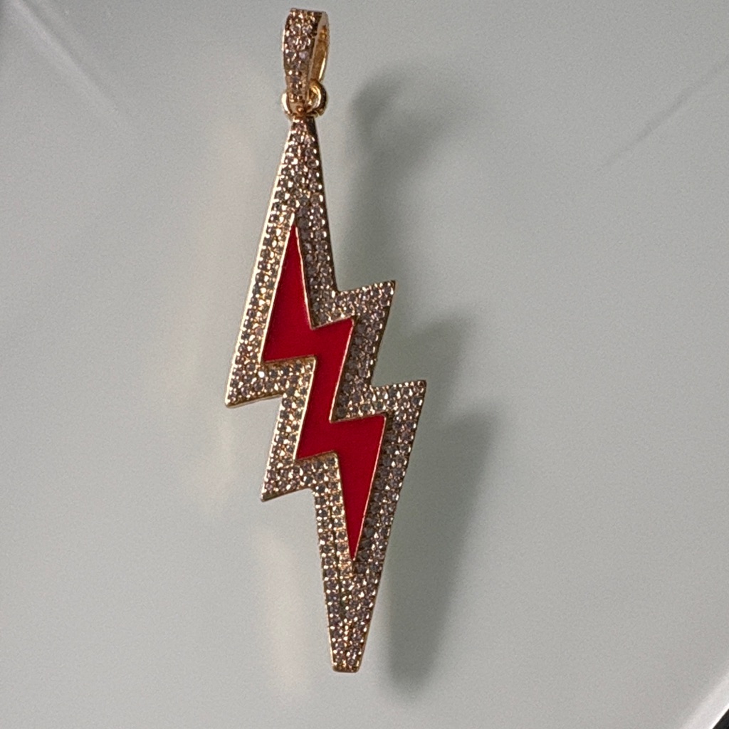 Elegant Gold And Red Lightning Bolt Necklace 19$